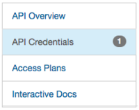 API sub-menu showing "API Credentials" selected